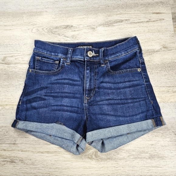 Express Pants - Express Shortie High Rise Denim Shorts